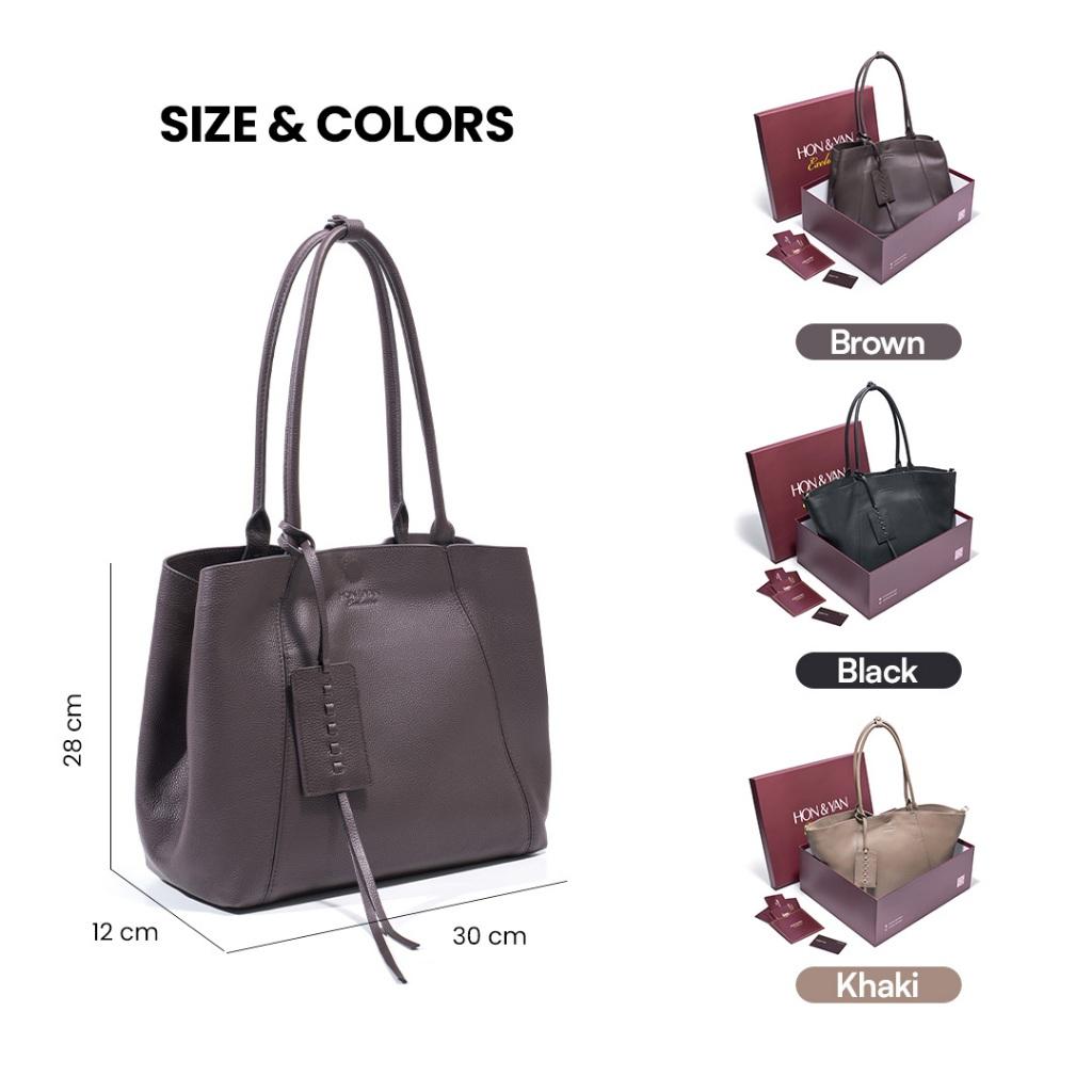 HONYAN EXCLUSIVE Tote Bag Wanita Nevara Kulit Sapi Asli Magnetic Lock Kapasitas Besar