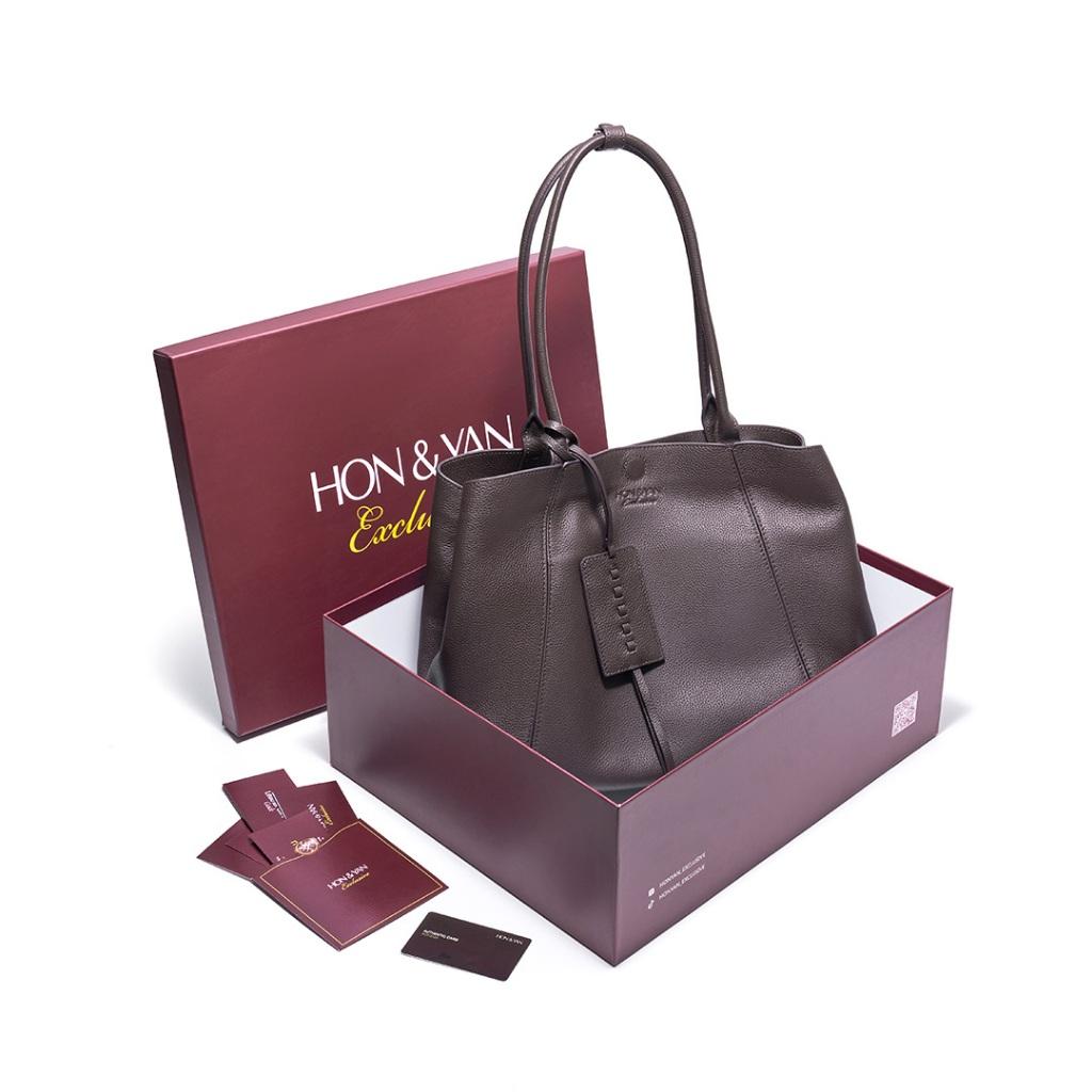 HONYAN EXCLUSIVE Tote Bag Wanita Nevara Kulit Sapi Asli Magnetic Lock Kapasitas Besar